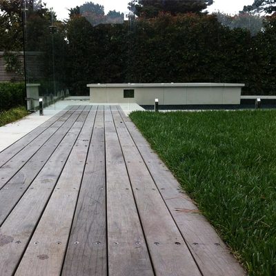 Timber decking by pool, picture